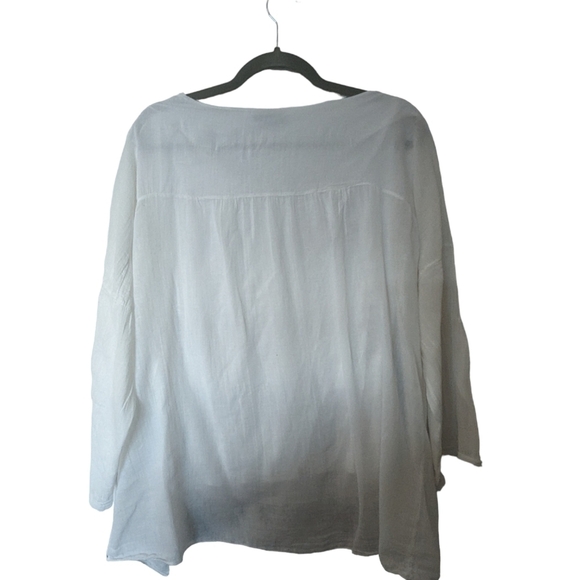 Frocella tunic blouse white with blue embroidery, lined - Picture 4 of 11